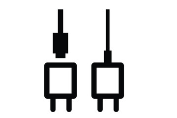 vector icons of chargers, adapters, and power plugs.