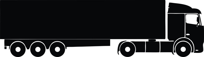 Realistic semi trailer truck vector illustration side view