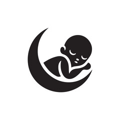 baby sleeping vector silhouette clipart logo illustration