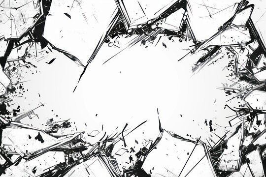 Shattered construction border comics transportation illustrated.