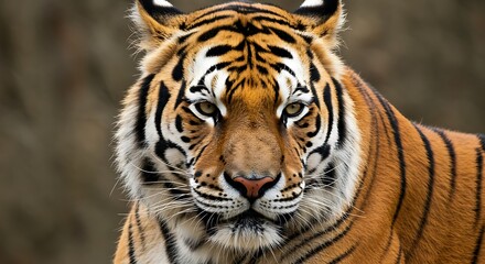 Fototapeta premium Majestic Siberian Tiger Portrait: A Wildlife Close-Up AI Generated