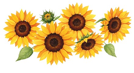 Fototapeta premium Sun-Kissed Watercolor: A Bouquet of Summer Blooms AI Generated