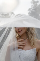 Bridal Beauty Wrapped in Veil An Ethereal and Captivating Wedding Portrait Experience