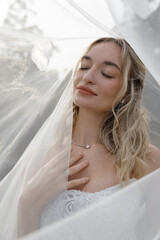 Bridal Beauty Wrapped in Veil An Ethereal and Captivating Wedding Portrait Experience