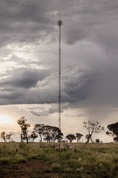 Tower with storm in background