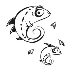 Colorful Chameleon Vector Set | Stylized Reptile Clipart Collection | Jungle Lizards on Branches and Isolated Silhouettes for Wildlife & Nature Design.