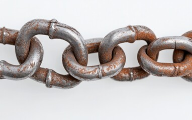 Obraz premium Rusty Metal Chain on White Background