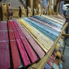 Close-up of painted leaves, showcasing rich color and texture, nature-inspired artwork - organic detail vivid