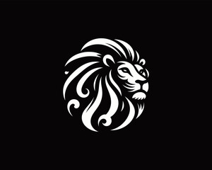 Lion Logo Design Vector Template. Lion Head Logo Icon Vector illustration. Black and white Lion head vector illustration.	