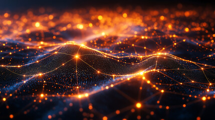 Obraz premium abstract digital illustration of interconnected lines, data flowing concept, generative ai