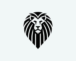 Lion Logo Design Vector Template. Lion Head Logo Icon Vector illustration. Black and white Lion head vector illustration.	