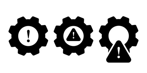 Gear attention icon. Crisis management. Technical problem
