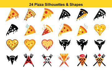 24 Pizza Silhouettes & Shapes Vector Icons for Design Projects