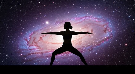 Cosmic Yoga: Silhouette in the Galaxy AI Generated