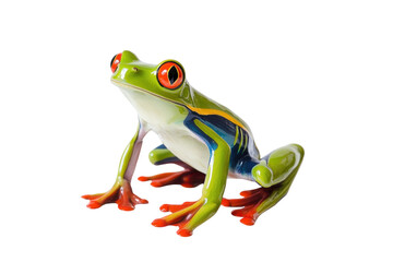 Obraz premium Vibrant Red Eyed Tree Frog on White Background Striking Pose Vivid Colors Close Up Detail isolated on transparent background
