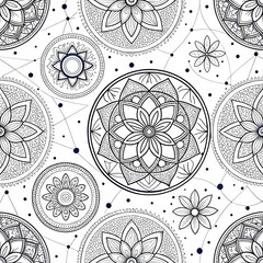 Elegant Black Mandala Floral Pattern Design Background art ink zen line yoga white decor style motif