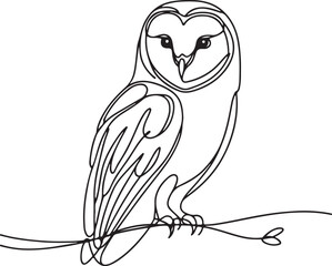 Elegant Barn Owl Line Drawing Vector Illustration