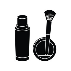 Beauty Essentials: Silhouette of makeup essentials featuring foundation and makeup brush to complete the perfect look.