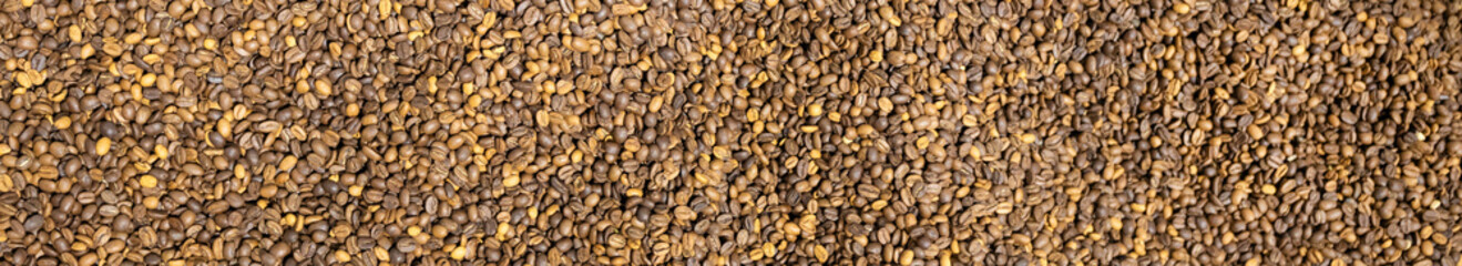 Coffee beans as a background, texture, pattern. Web banner.