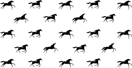 Vector seamless pattern of flat horse silhouette isolated on white background © Malindu