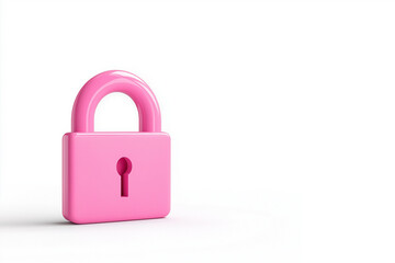 digital lock icon, cyber security symbol, holographic effect, metallic and pink, isolated on white background	
