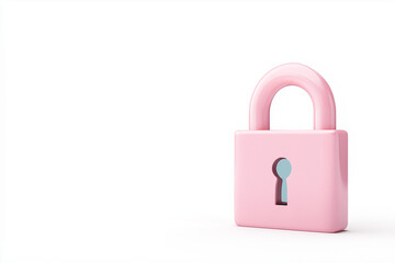 digital lock icon, cyber security symbol, holographic effect, metallic and pink, isolated on white background	
