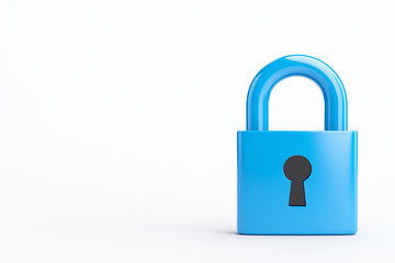 Naklejka premium digital lock icon, cyber security symbol, holographic effect, metallic and blue, isolated on white background 