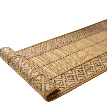 Bamboo straw mat isolated on transparent background