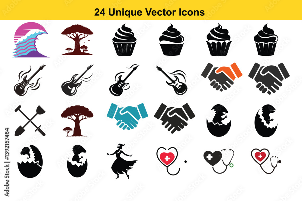 Poster a black vector set of food icons is an isolated illustration and symbol for web use