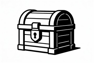 Treasure chest icon featuring an antique design with a lock and wooden texture