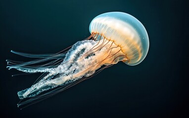 Translucent Jellyfish in Dark Blue Water