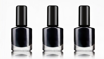 Obraz premium Collection of black nail polish bottle, isolated a white background. Cosmetic nail polish bottle mock-up for advertising. Generated image