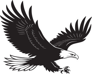 Flying eagle silhouette vector design with white background.