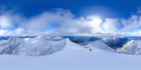 Majestic Snow-Covered Mountain Landscape - Equirectangular 360 degree landscape