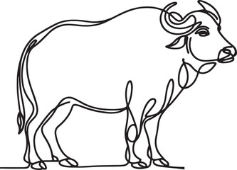 Buffalo Line Drawing Vector Art for Designers