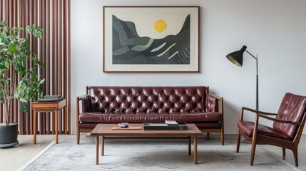 A Living Room Interior Displaying Furniture and Artistic Elements