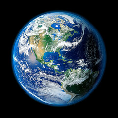 Planet Earth view from space showcasing continents, oceans, and clouds, highlighting the beauty of our world and the importance of environmental awareness concept