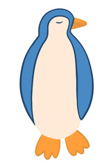 Vector isolated illustration of a cartoon penguin on a white background.
