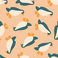 Vector isolated illustration of a pattern with penguins.