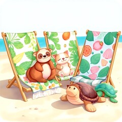 cartoon illustration of a turtle in a hammock