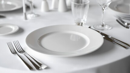 Elegant Table Setting, Restaurant, Formal Dinner, Empty Plate
