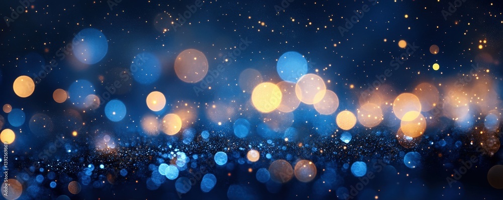 Poster a vibrant display of colorful bokeh lights against a dark background, creating a dreamy and festive 
