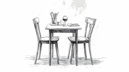 drawing at table illustration