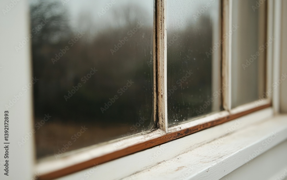 Aufkleber weathered window pane with rustic frame