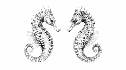 Fototapeta premium drawing of seahorses illustration