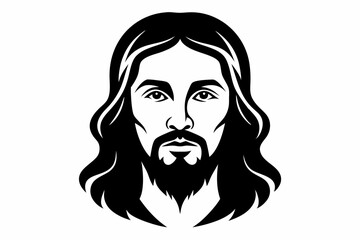 Jesus face silhouette black vector