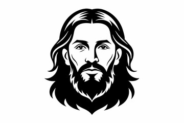 Jesus face silhouette black vector