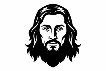 Jesus face silhouette black vector