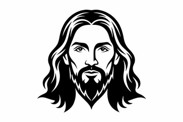 Jesus face silhouette black vector