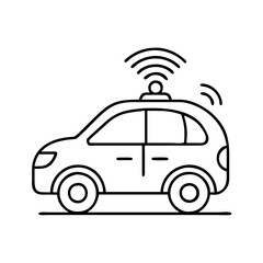 autonomous car icon, autonomous car line art - simple line art of autonomous car, perfect for autonomous car logos and icons